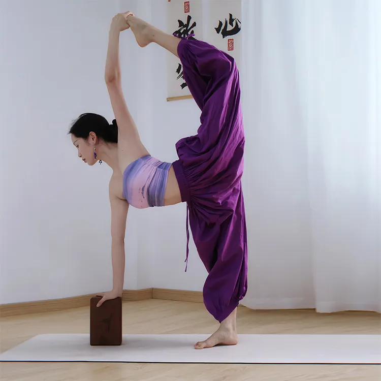 【音乐流灯笼裤】高级感葡萄紫瑜伽裤女夏薄款透气绑带休闲裤外穿