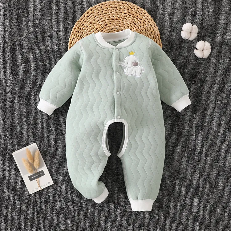 婴儿衣服宝宝开档保暖连体衣春秋夹棉婴幼儿漏档爬服长袖哈衣睡衣