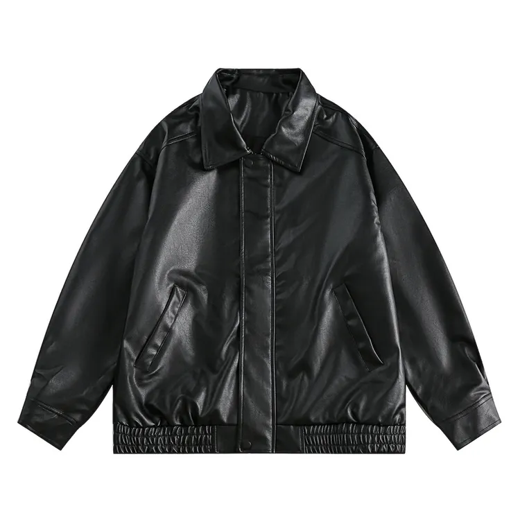 男装秋季新品潮牌美式机车皮衣黑色外套夹克男