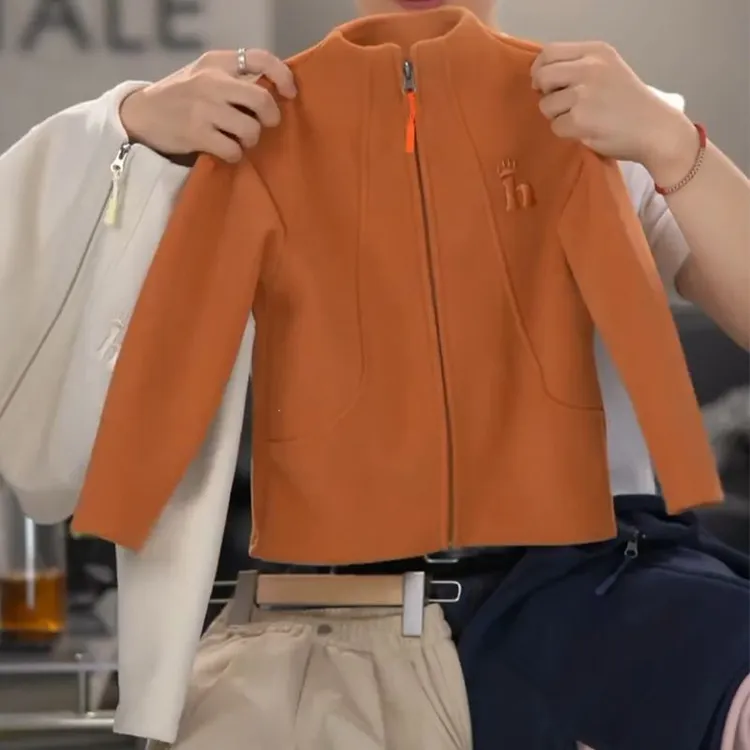 2025儿童男童加绒秋冬款女童舒适韩版洋气保暖双面外套拉链衫潮童