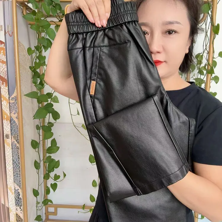 1935款水洗皮哈伦休闲女裤