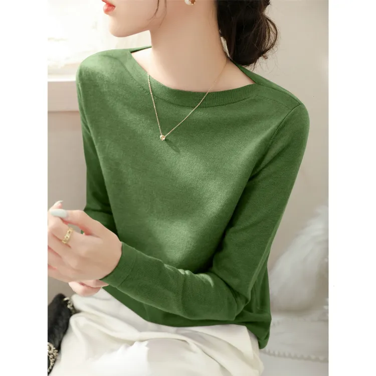 2025年秋季时尚法式一字领内搭显瘦针织衫新款套头百搭长袖打底女