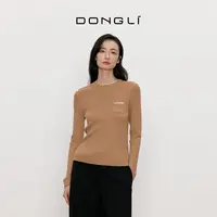 东黎 山羊绒桑蚕丝 我不被驯化- 简雅 流光风女圆领抽条打底5358