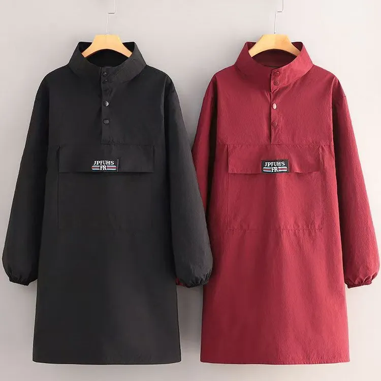 纯色工装立领罩衣长袖围裙家用厨房防泼水防油男女上班工作服定制