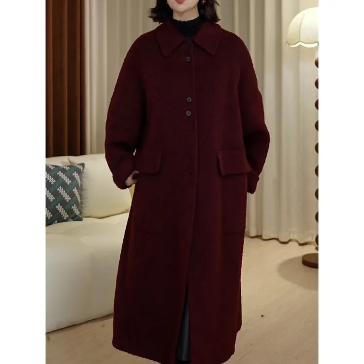 百搭高级感加厚毛呢外套2026春冬新款时尚洋气宽松长款保暖大衣
