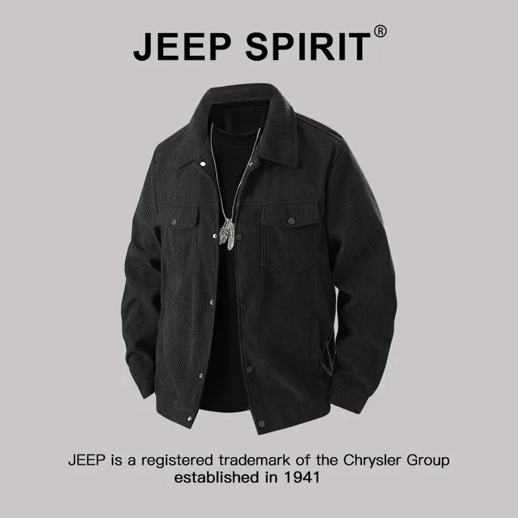 JEEPSPIRIT吉普男士工装夹克春秋款潮牌复古宽松休闲灯芯绒外套男