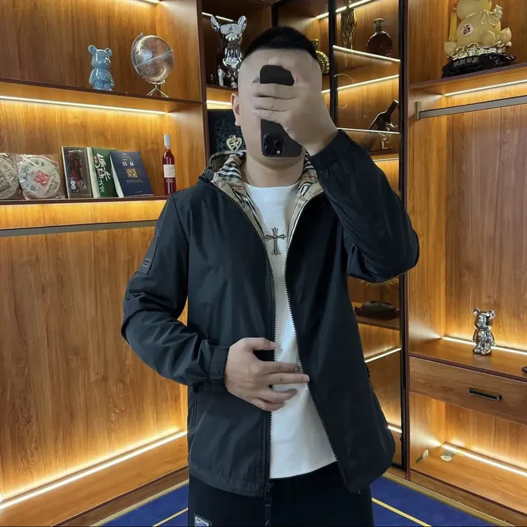 2025秋季新款男士连帽夹克外套商务休闲百搭时尚潮牌修身潮流上衣