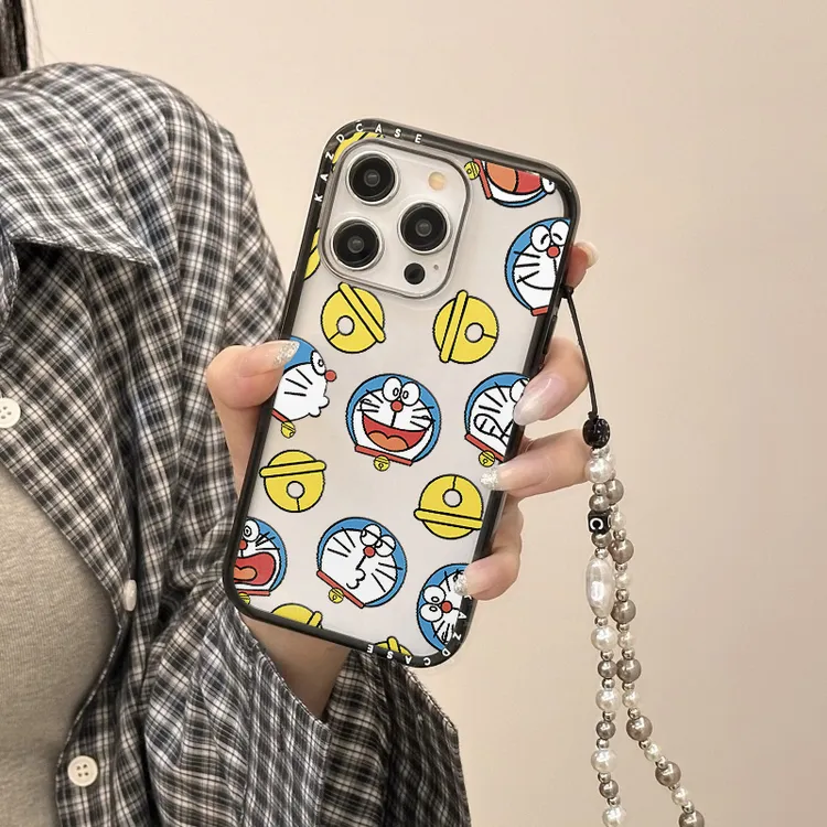 透明字母新壳满屏叮当猫适用iPhone16promax苹果14pro15新13全包