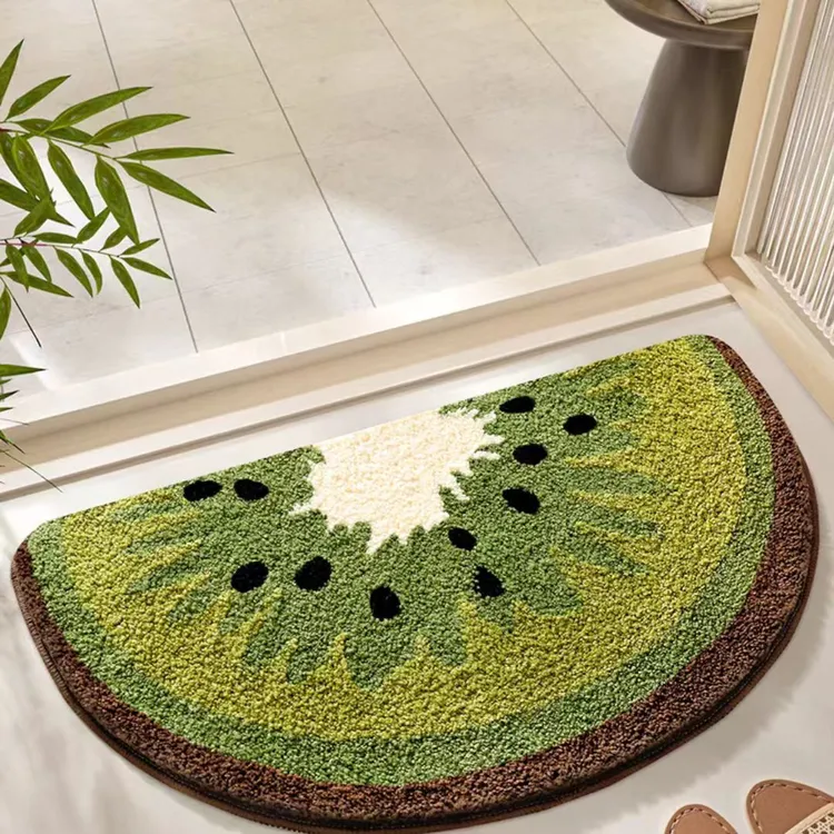植绒猕猴桃奇异果浴室地垫吸水防滑可机洗家用脚垫防滑门垫速干
