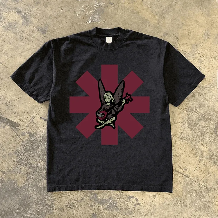 230g美式重磅不透 红辣椒摇滚乐队印花时尚小众款男女纯棉短袖t恤