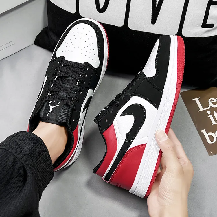 aj男鞋秋冬款莆田空军一号dunk情侣黑白熊猫女鞋低帮闪电倒钩板鞋