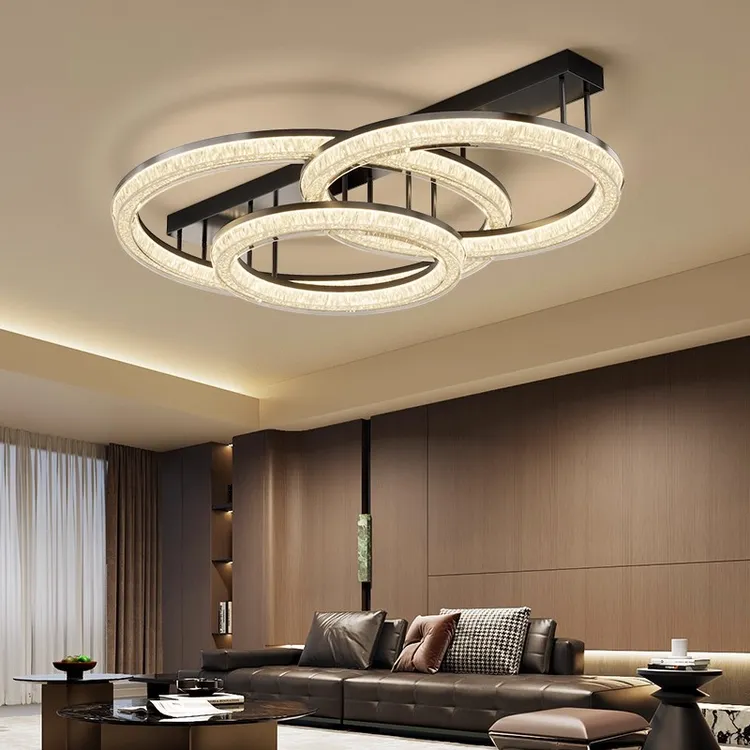 客厅灯2025新款意式极简轻奢高级感大气圆环全光谱吸顶灯智能主灯