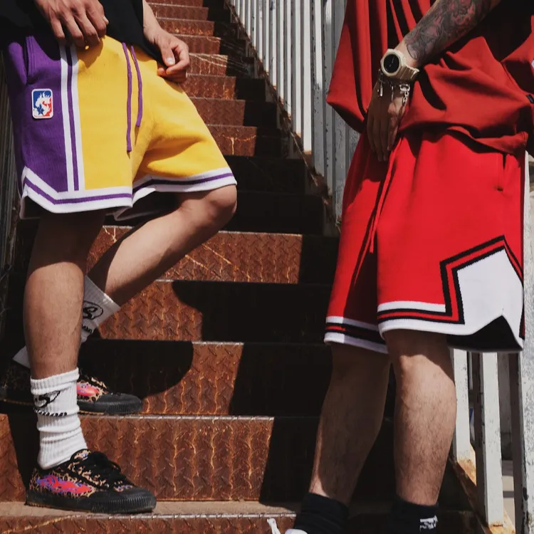 STAHOOD STA夏季复古球队针织提花四分篮球运动短裤