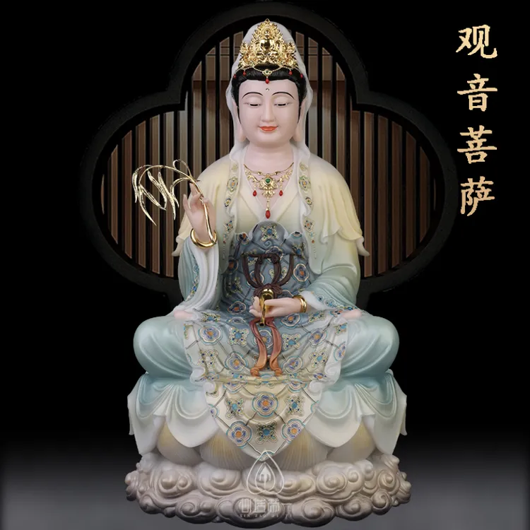 观音菩萨佛像实心汉白玉娑婆三圣全堂佛摩尼地藏王弥勒佛神像摆件