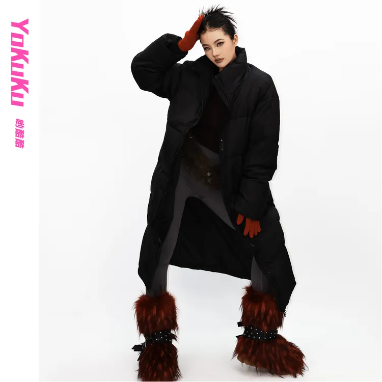 哟酷酷（拥抱羽绒）冬季时尚御寒保暖白鸭绒加长加厚百搭羽绒外套