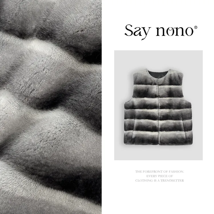 懒猫nono│Saynono 时尚轻奢气质横排水貂马甲上衣外套 ZS10101