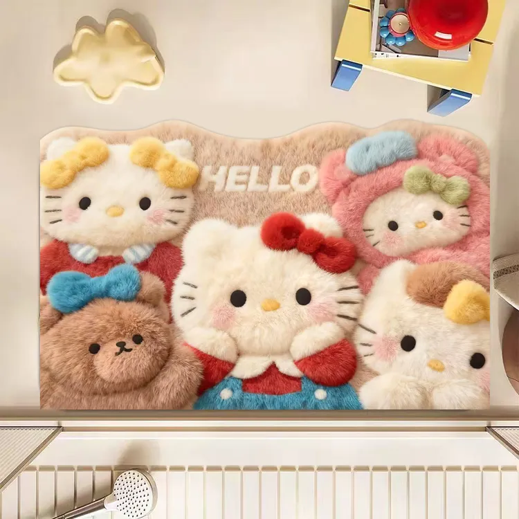 【3D视感硅藻泥毛绒风】吸水防滑脚垫卡通可爱垫卫生间通用脚垫