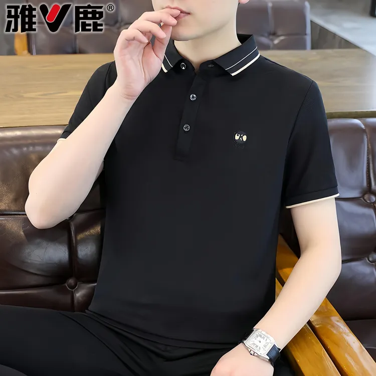 V/雅鹿潮流修身短袖T恤商务休闲简约POLO衫男士夏季新款百搭半袖 