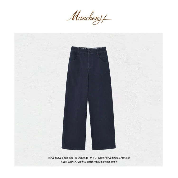 Manchenh"加厚佩里斯羊毛牛仔"意大利进口面料刺绣口袋羊毛牛仔