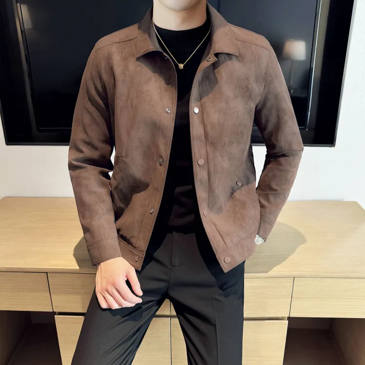 秋季新款男士外套韩版修身茄克衫男上衣服潮流帅气翻领夹克男短款
