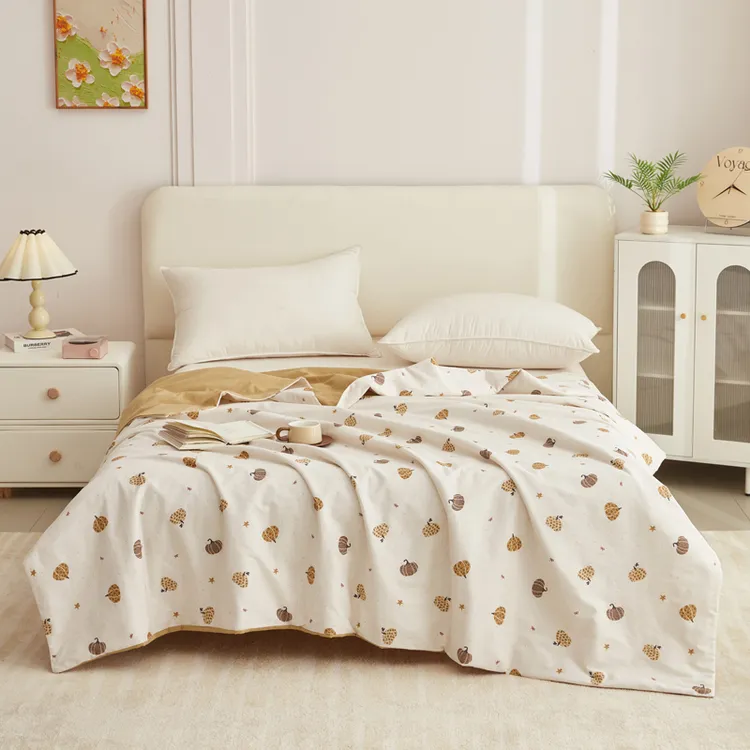 100%全棉被套被子夏被二合一夏凉被印花高密高支多功能组合套件