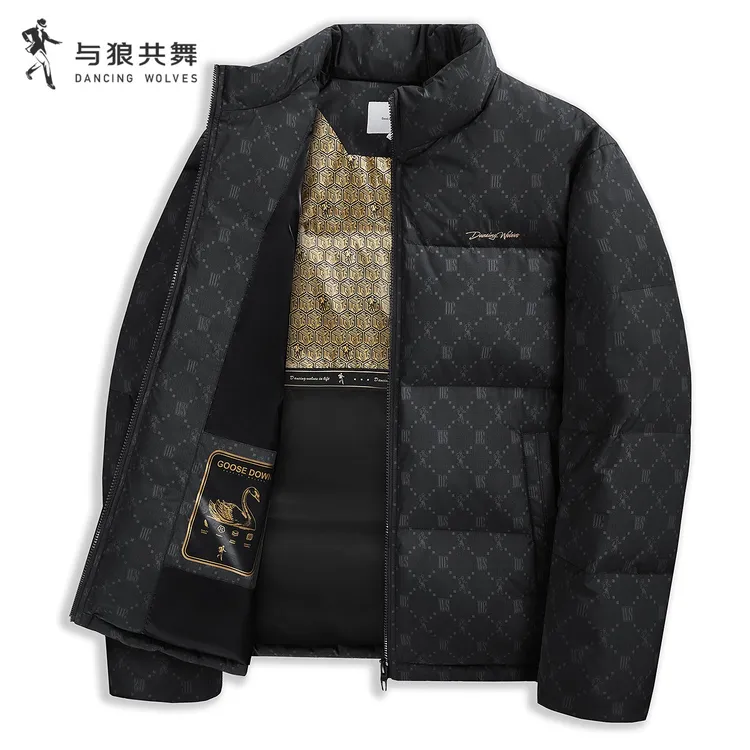 【90鹅绒】与狼共舞25年秋冬石墨烯蓄热羽绒时尚夹克蓄热保暖男夹克