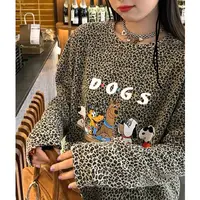 豹纹长袖t恤女2025年新款设计感宽松上衣独特别致外穿T恤