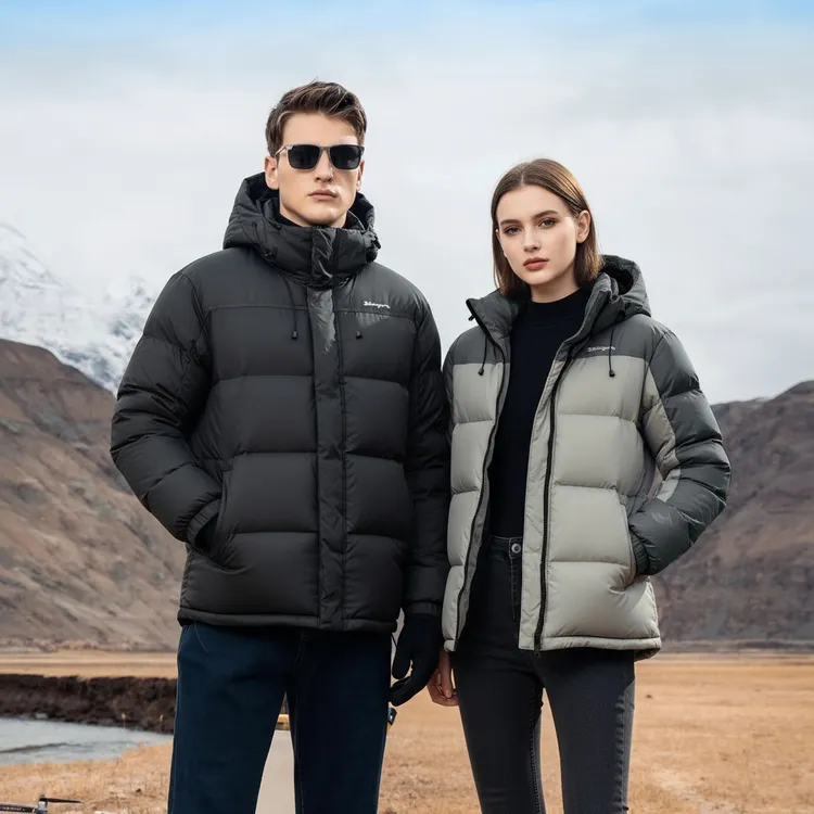 男女同款 90绒子白鸭绒情侣羽绒服 可拆连帽拼色冬季外套YR0766