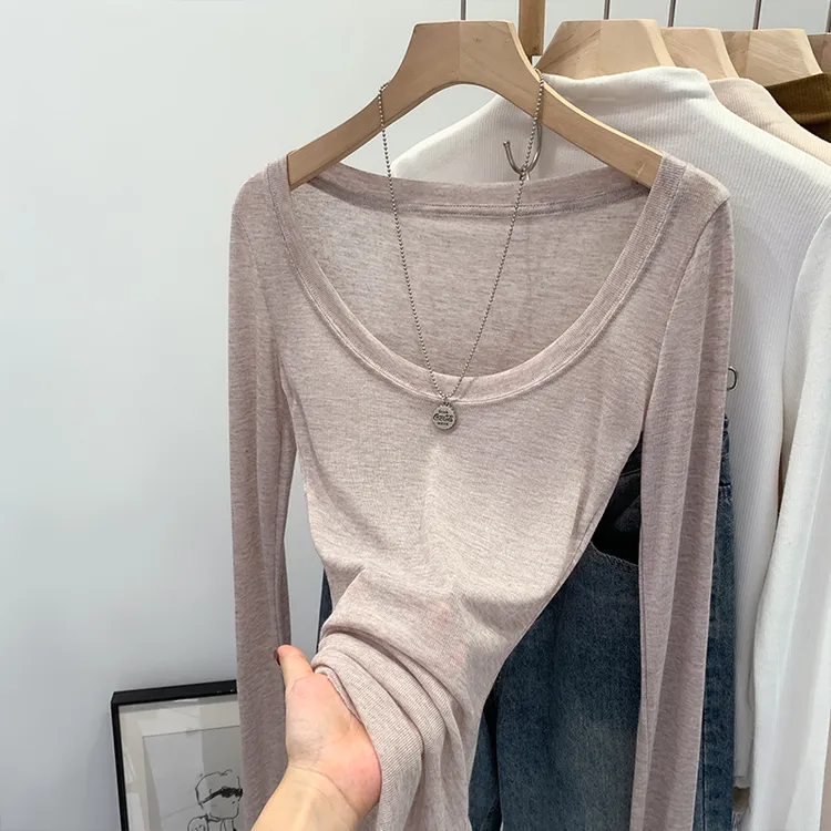 【部分现】韩系微透薄款长袖T恤女2025夏新款防嗮罩衫打底衫250190
