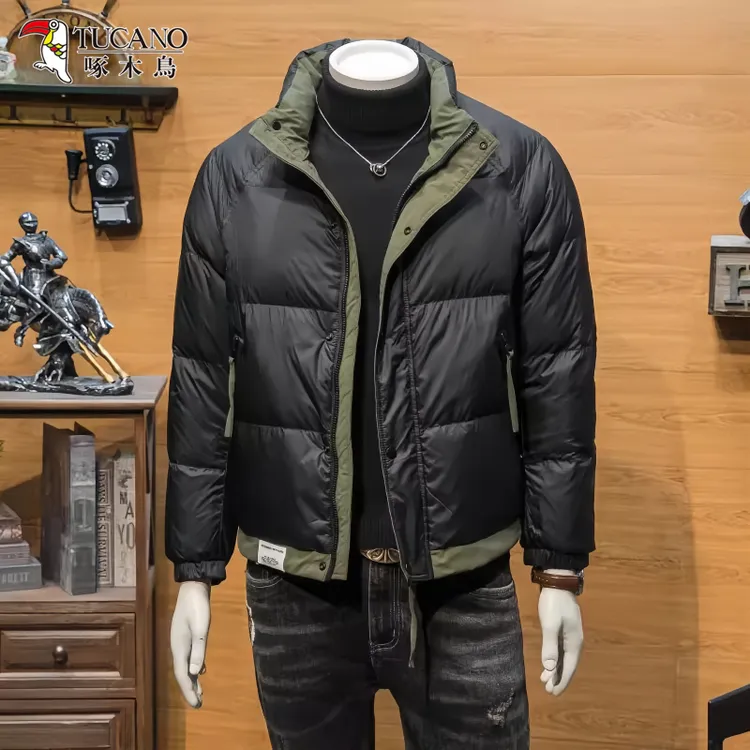 啄木鳥冬季立领羽绒服男士加厚保暖白鸭绒短款外套男帅气时尚潮牌