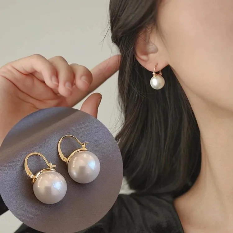 合金仿珍珠耳饰 法式珍珠耳环新款气质耳饰百搭饰品耳扣时尚新款