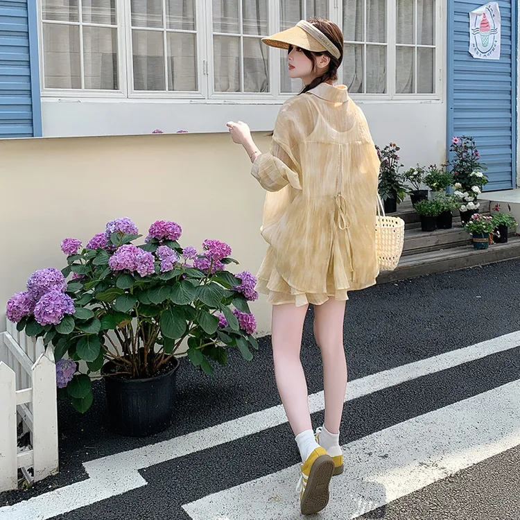 套装夏季新款休闲上衣纯欲慵懒风女装显瘦夏装洋气时尚长袖薄款