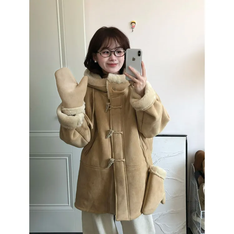 毛毛外套女2025新款复古宽松加绒加厚韩版皮毛一体时尚秋冬季