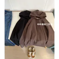 REKAYYAT“玛奇朵”韩系简约时尚百搭洋气纯色长袖显瘦连帽抽绳卫衣
