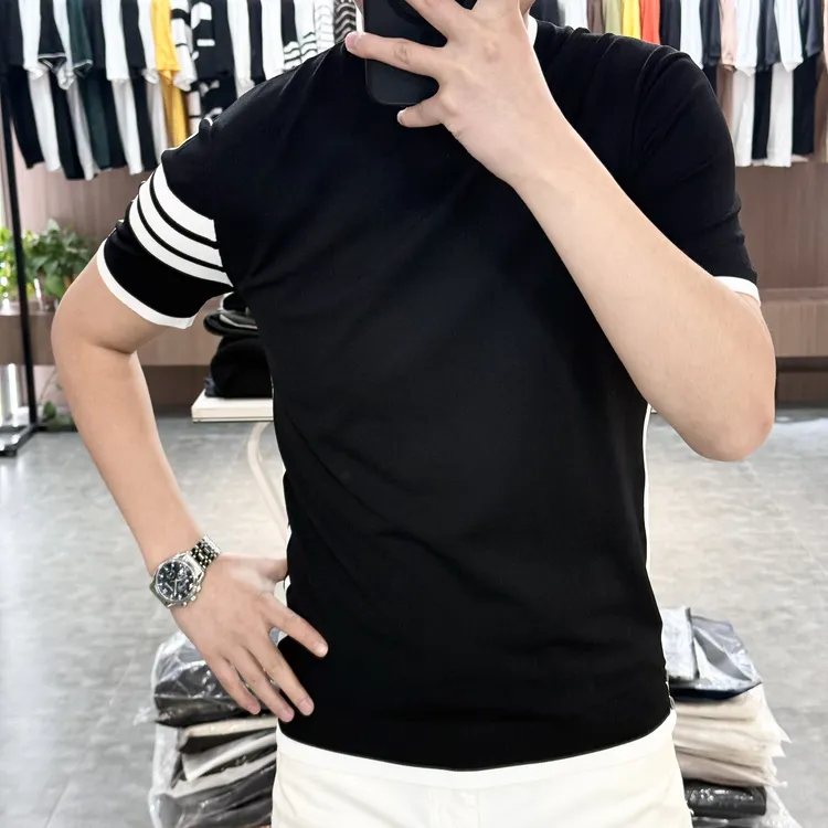 2025男士新品潮流帅气休闲百搭圆领修身针织短袖m125