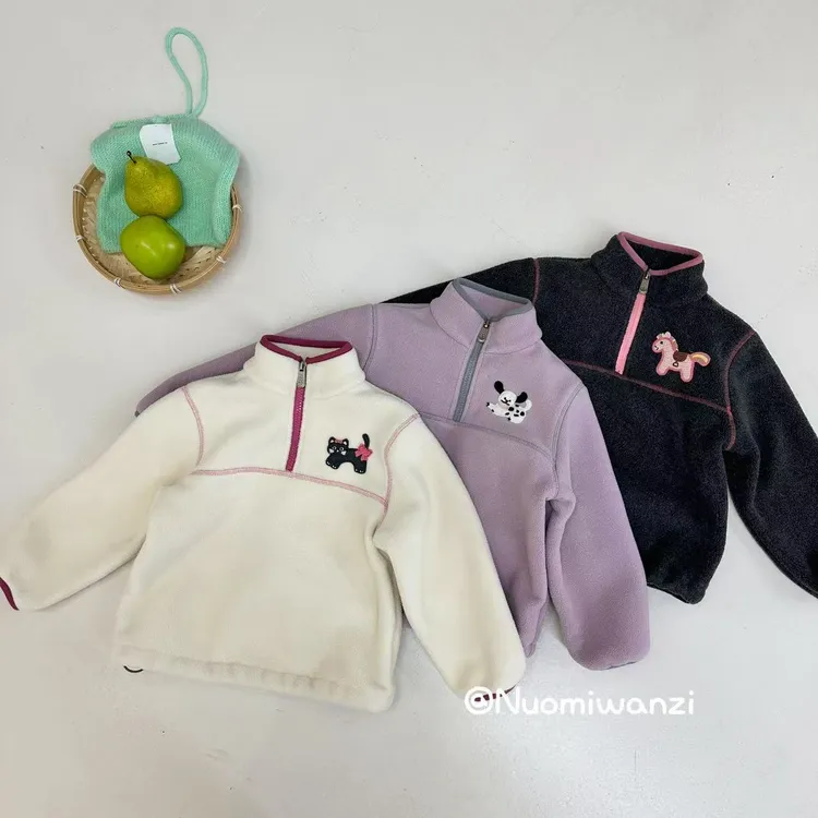 【现货】儿童韩系撞色贴标半开拉链外套（冬款）WZJ-26592