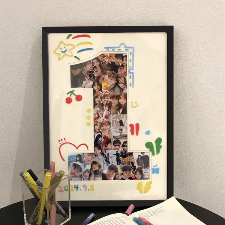 周年纪念礼物相框diy定制一周岁数字画框加打印照片挂墙高级感