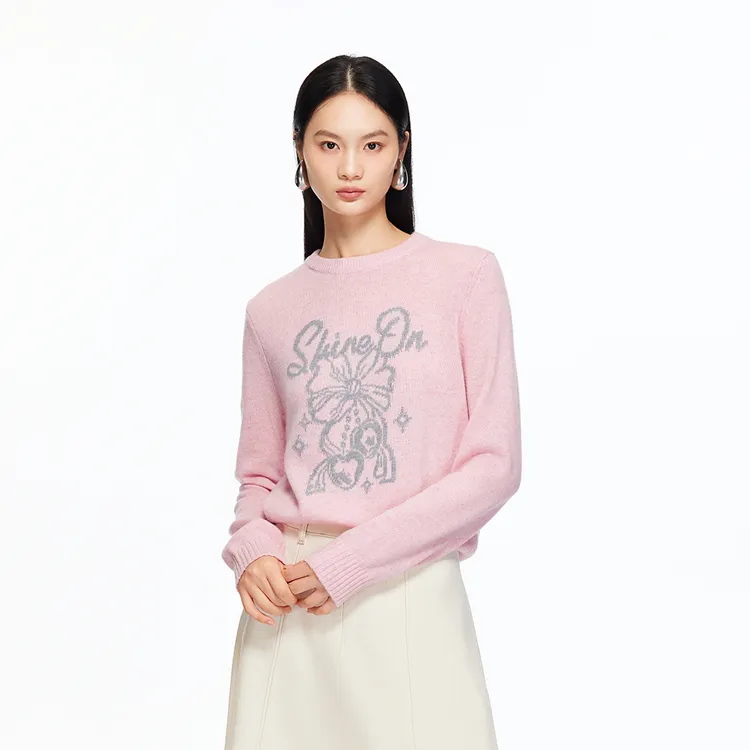 Vero Moda毛衣2025冬季新款含绵羊毛提花圆领简约出游服装女上衣
