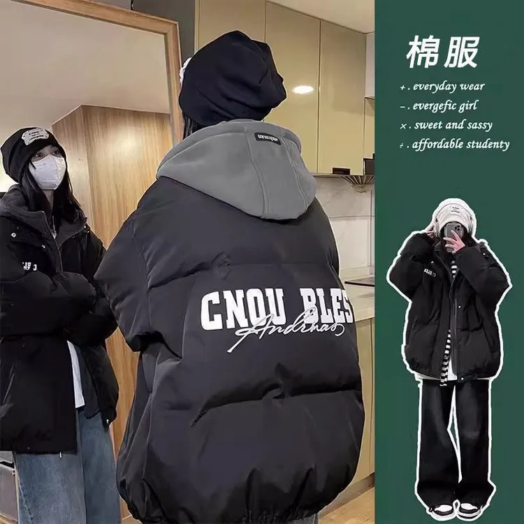 2025潮流棉服外套情侣加厚不起球棉衣冬季女士复古美式连帽棉服