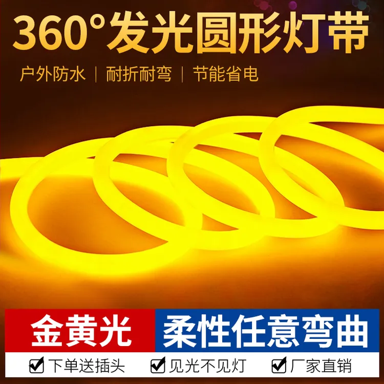 户外防水灯带led灯条柔性霓虹灯带圆形360度发光工程亮化高压灯带