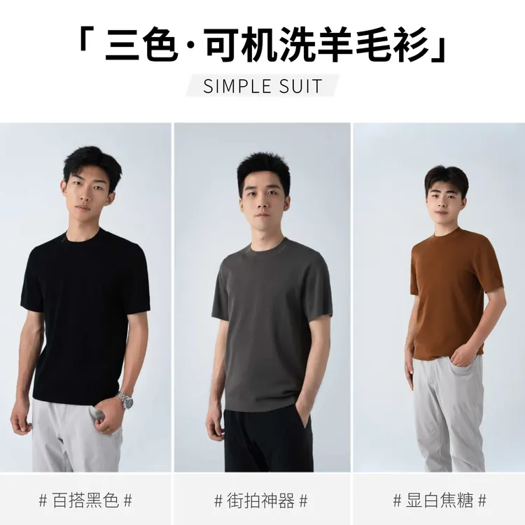 Lilanz/利郎羊毛衫（短袖） (B5QMS303)利郎正品100羊毛衫针织秋款 