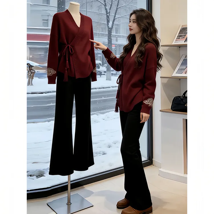 新中式国风针织衫女款2026新款慵懒高级感可外穿内搭上衣女冬