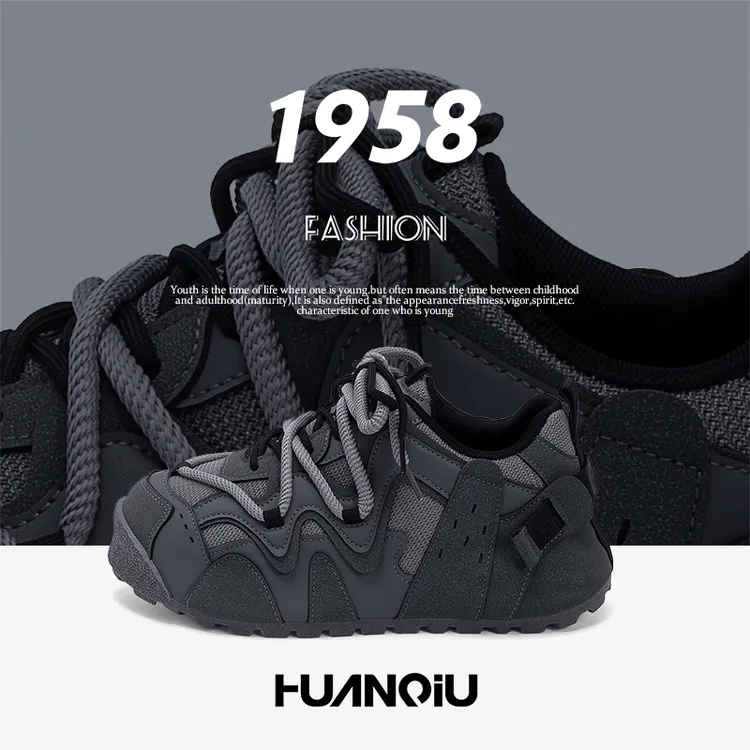 环球网面透气板鞋2025秋季新款户外复古爆款男鞋子潮流时尚面包鞋