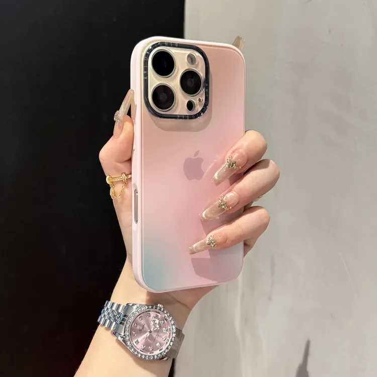 新款晕染渐变适用苹果16promax手机壳高级iPhone15磨砂14情侣13硬