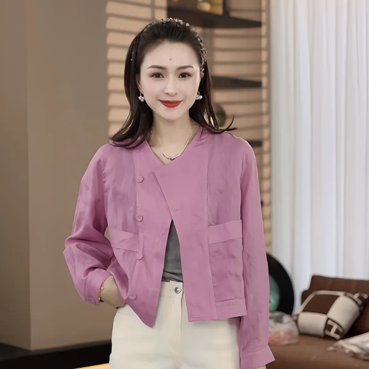 浮力 只出不进 夏季薄款纯色防晒衣短外套女-D1103