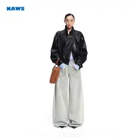 NAWS 罗斯皮衣【罗斯系列】复古休闲大翻领宽松显瘦皮衣夹克外套