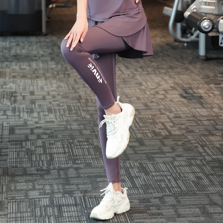 提臀长裤假两件运动瑜伽裤高腰速干外穿跑步裙高弹力显瘦女士6538