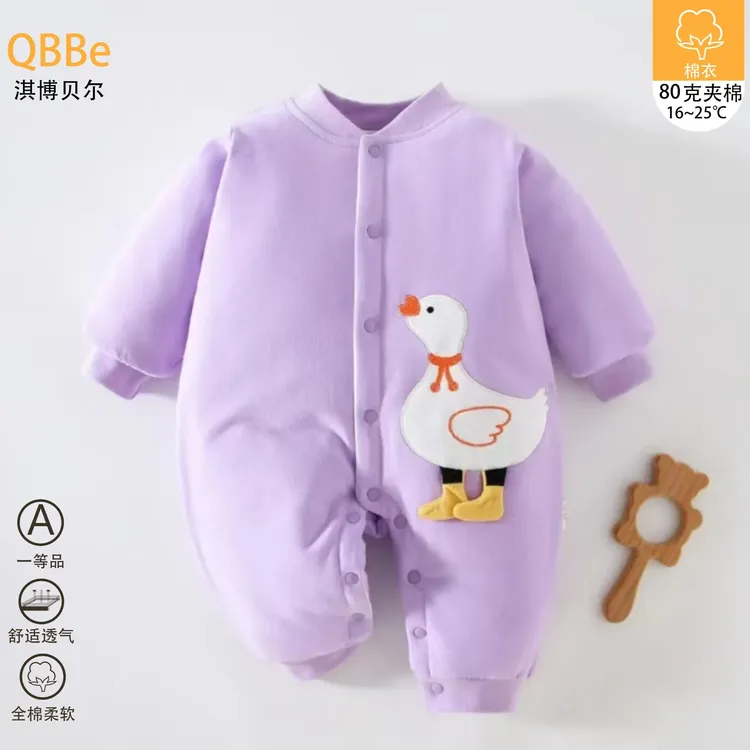 【淇博贝尔】纯棉80克薄棉爬服纯棉透气宝宝A类全衣无骨连体衣