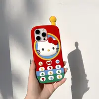 Kitty电话机适用苹果16手机壳卡通立体可爱iPhone15防摔硅胶软壳