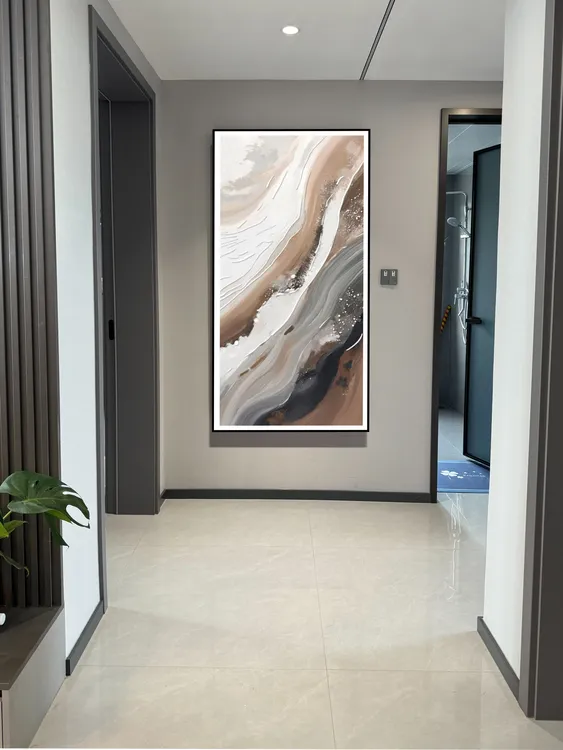 SANYI三亿家（冰溶工艺）现代抽象艺术大气竖版玄关走廊过道装饰画
